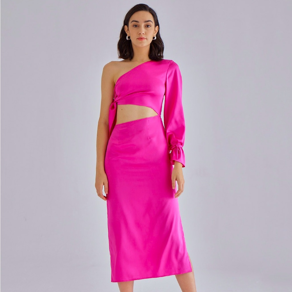 NWT New Bold Barbie Pink Silk Maison Dress